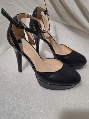 Black Ankle-Strap Platform High Heels
